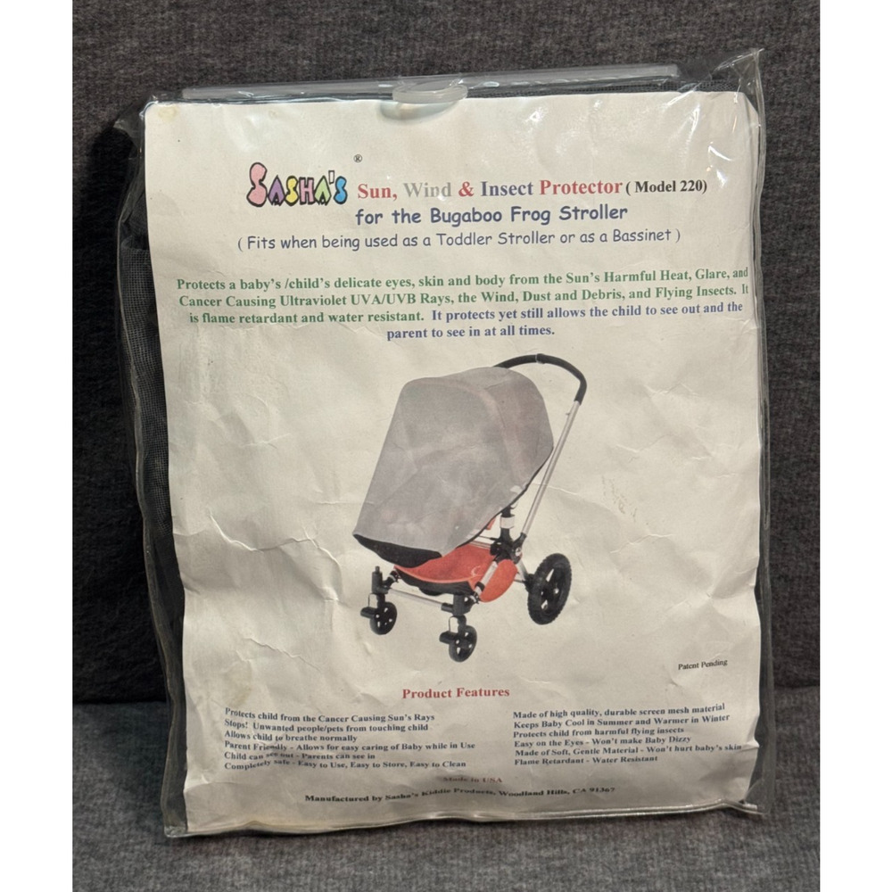 Sashas Sun Wind and Insect Cover for Bugaboo Frog Stroller - Made In USA - NEW